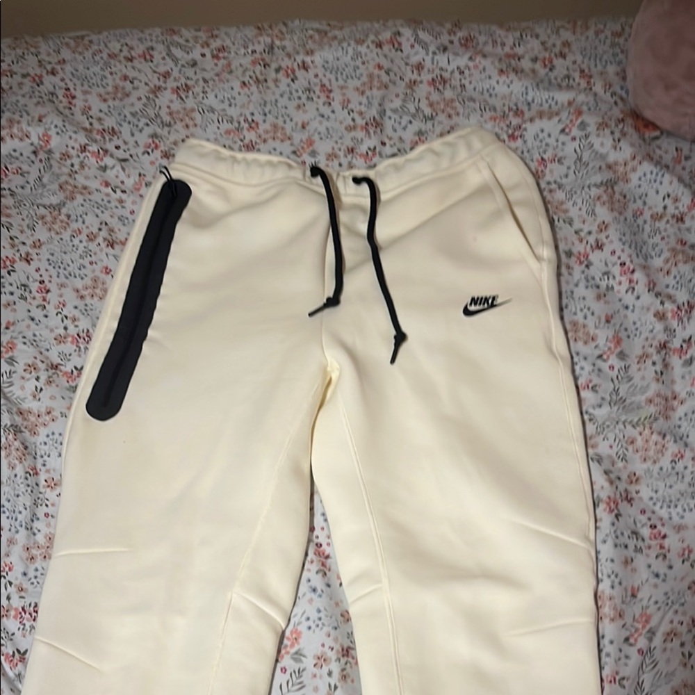 Nike Cream and Black Sweatpants with Tapered Ankles